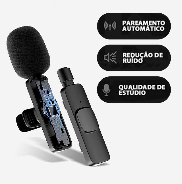 Microfone de lapela sem fio | LEVE 2 PAGUE 1